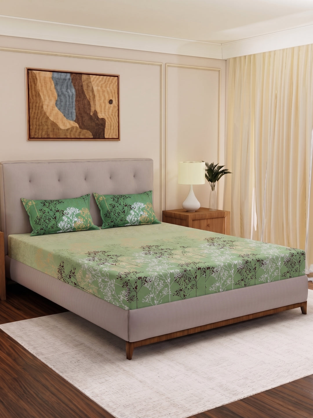 144 TC Pure Cotton King Size Bedsheet with 2 Pillow Covers Sensations Collection