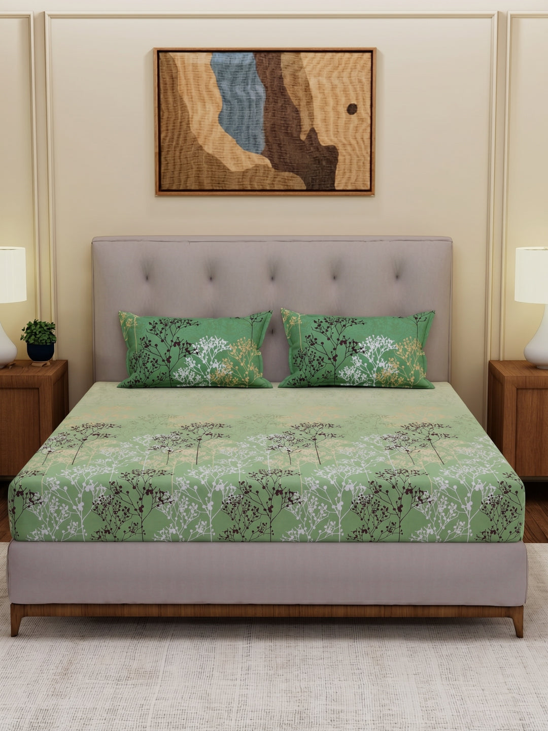 144 TC Pure Cotton King Size Bedsheet with 2 Pillow Covers Sensations Collection