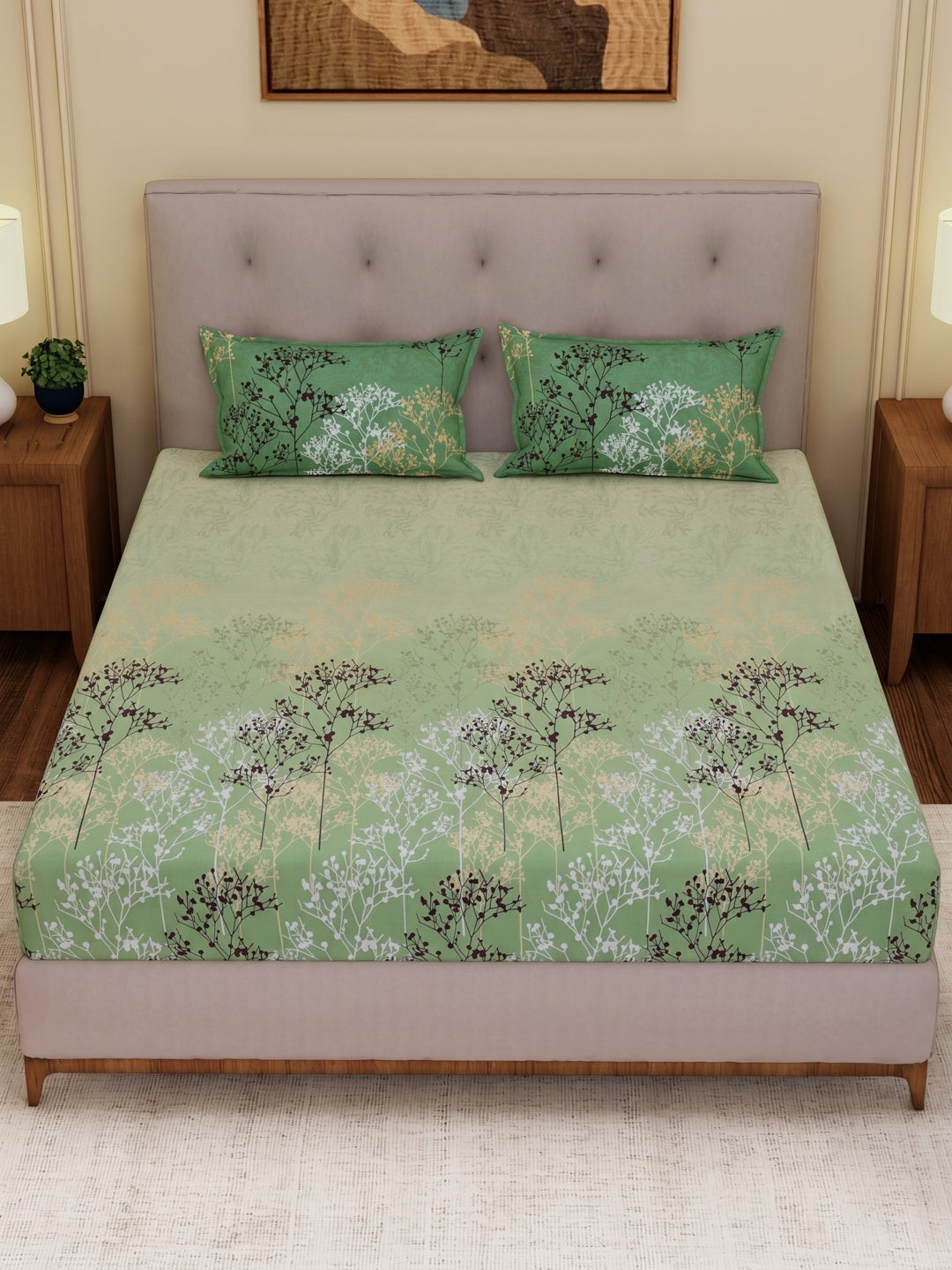 144 TC Pure Cotton King Size Bedsheet with 2 Pillow Covers Sensations Collection