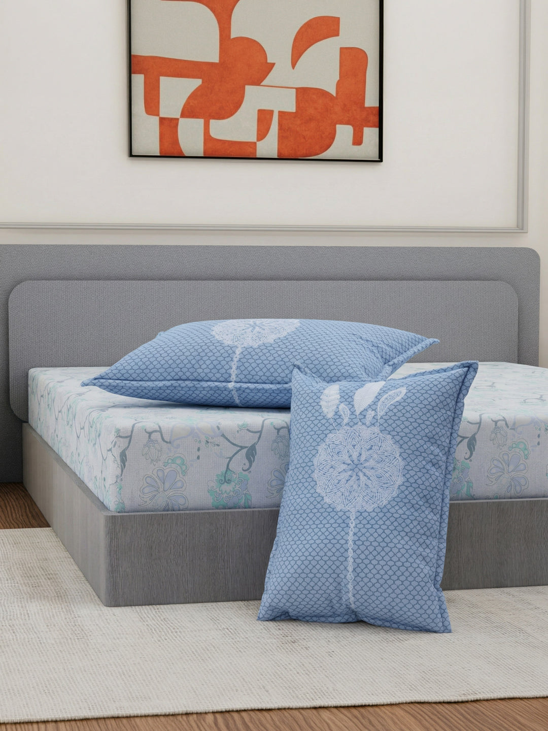 144 TC Pure Cotton King Size Bedsheet with 2 Pillow Covers Sensations Collection