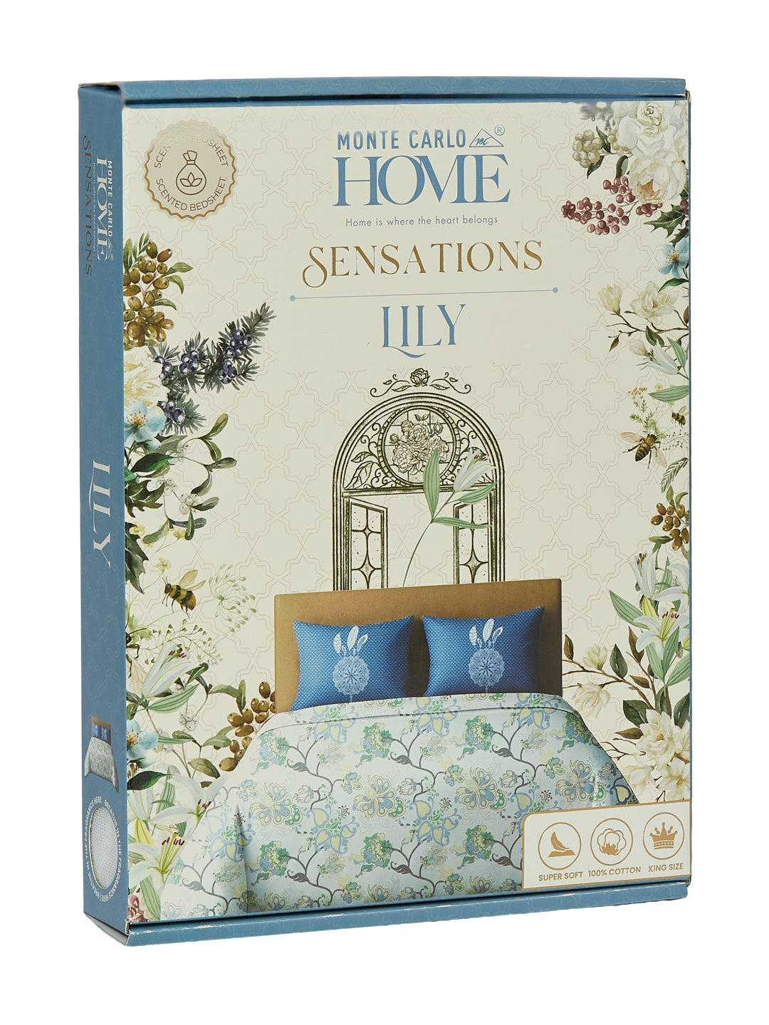 144 TC Pure Cotton King Size Bedsheet with 2 Pillow Covers Sensations Collection