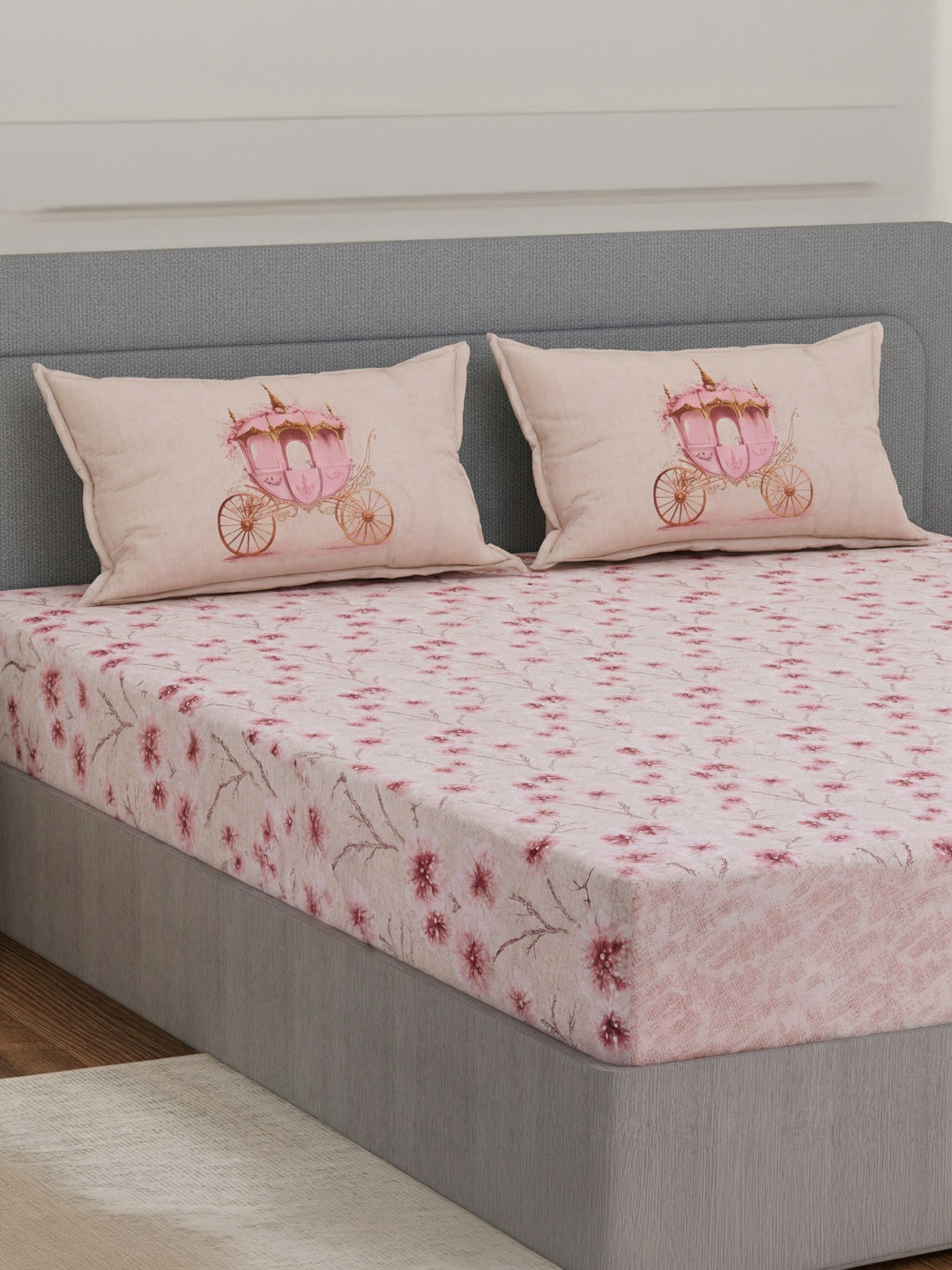 144 TC Pure Cotton King Size Bedsheet with 2 Pillow Covers Sensations Collection
