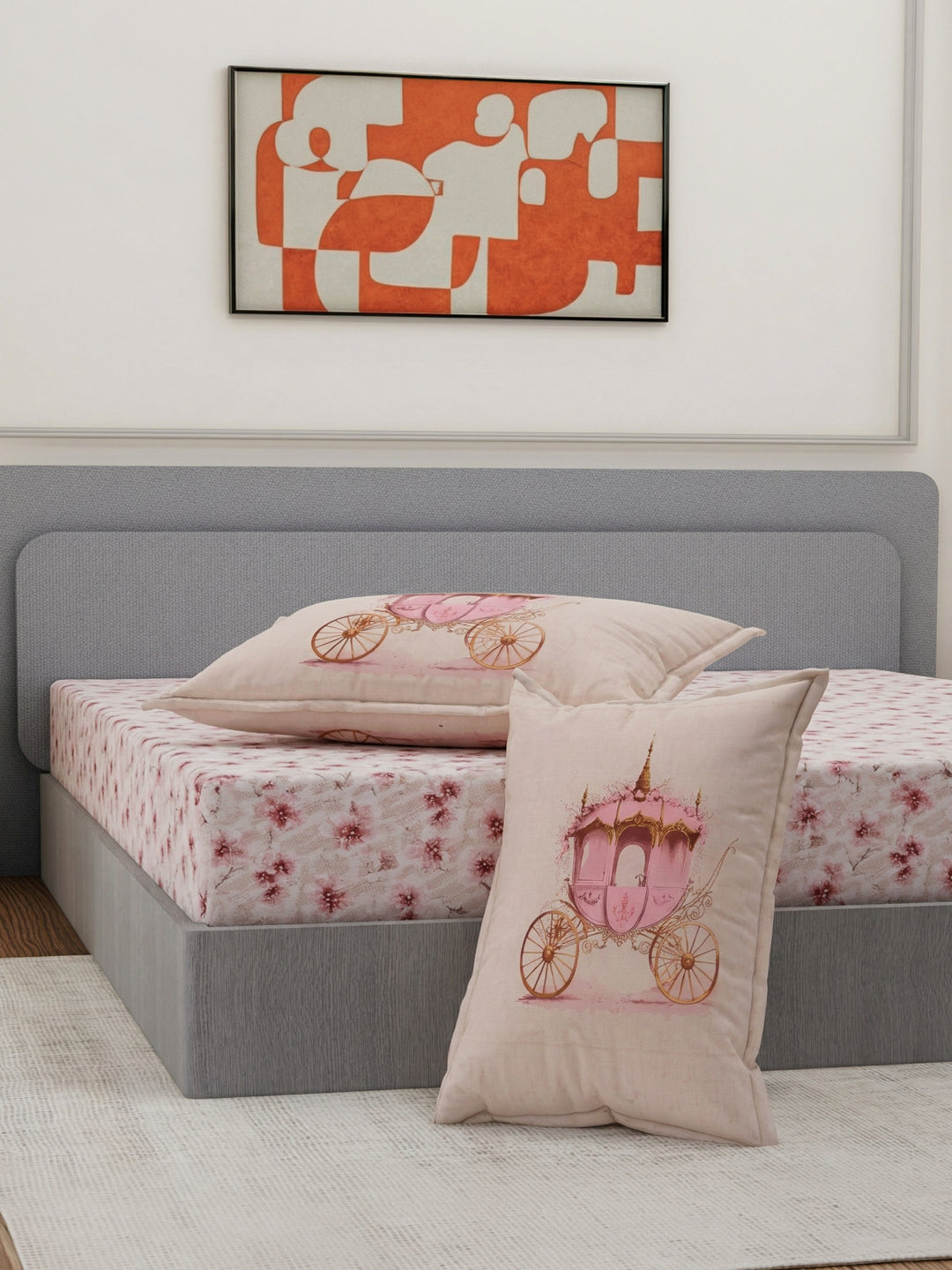 144 TC Pure Cotton King Size Bedsheet with 2 Pillow Covers Sensations Collection