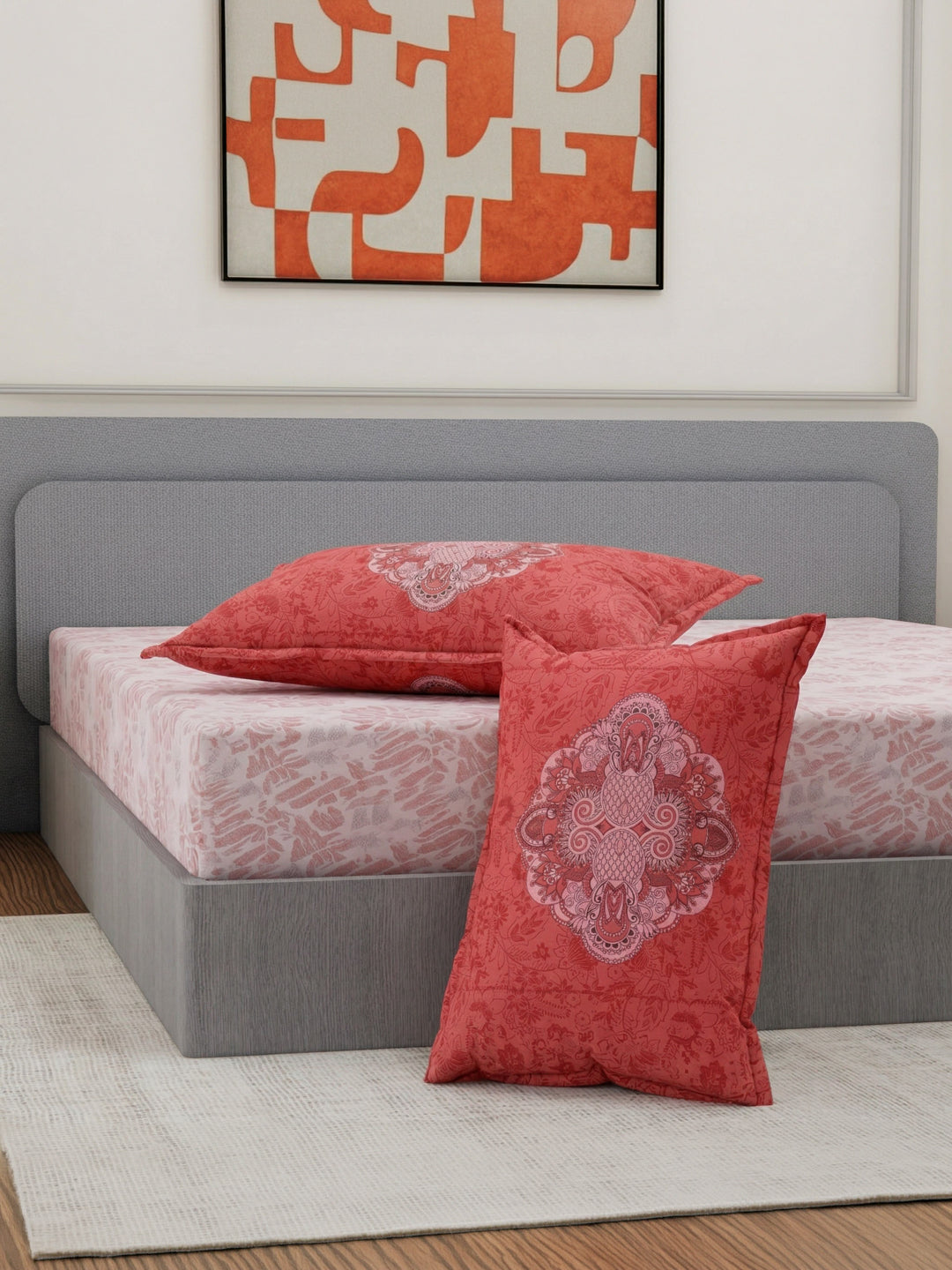144 TC Pure Cotton King Size Bedsheet with 2 Pillow Covers Sensations Collection