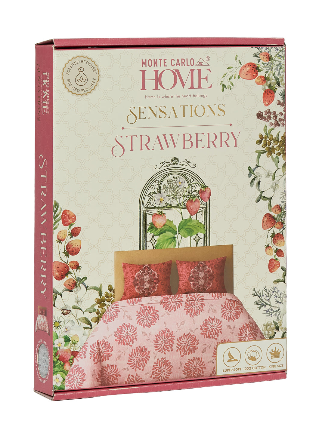 144 TC Pure Cotton King Size Bedsheet with 2 Pillow Covers Sensations Collection