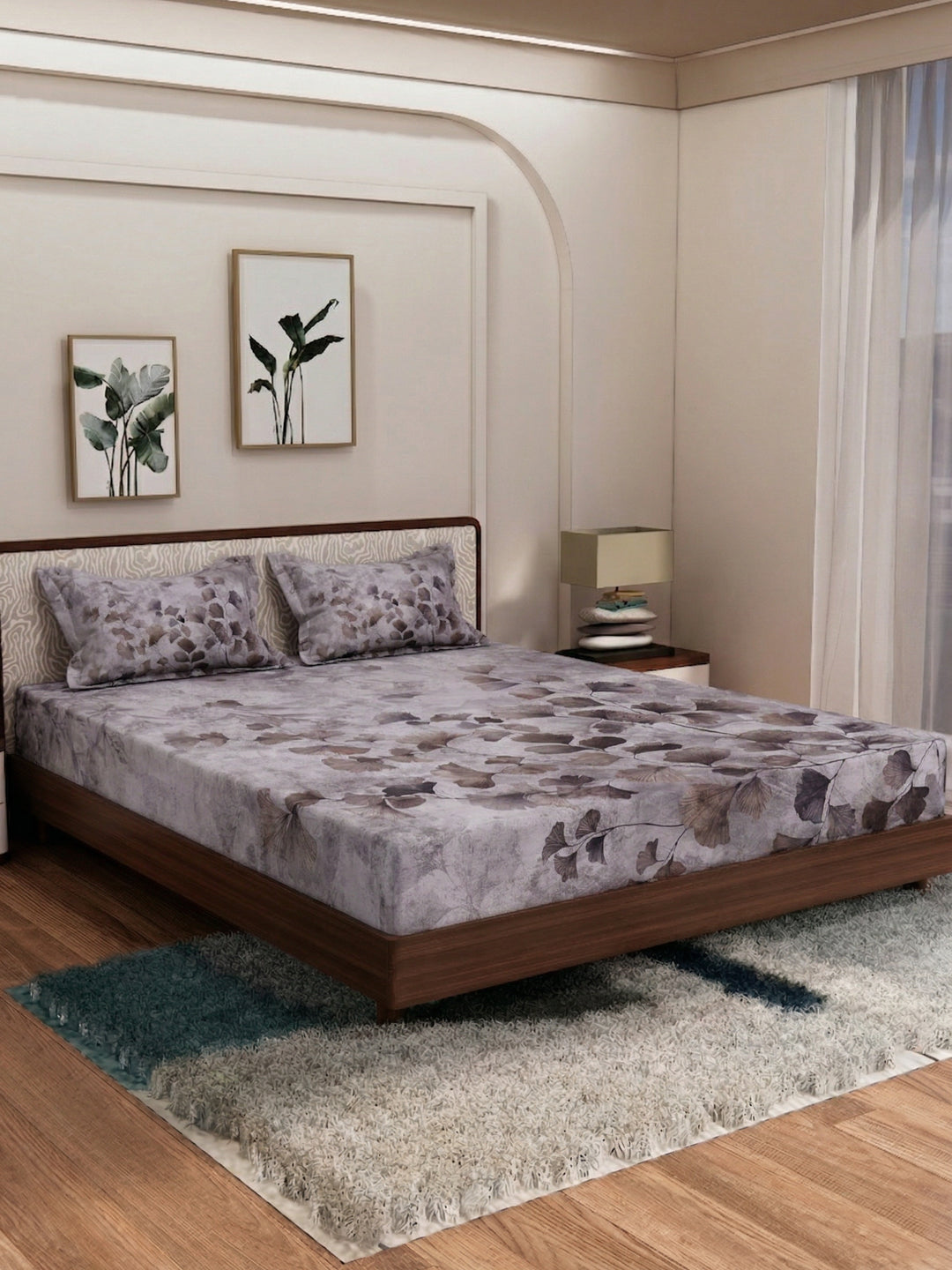 120 GSM Polyester King Size Bedsheet with 2 Pillow Covers Soft Touch Collection