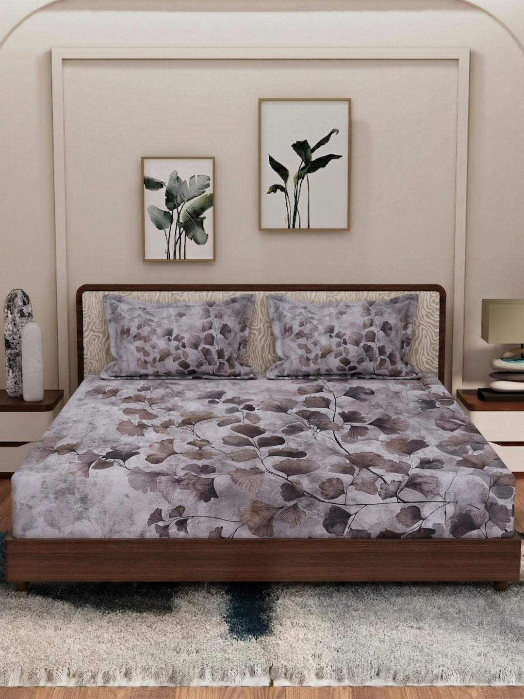 120 GSM Polyester King Size Bedsheet with 2 Pillow Covers Soft Touch Collection