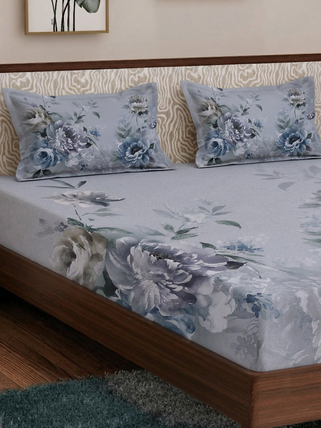 120 GSM Polyester King Size Bedsheet with 2 Pillow Covers Soft Touch Collection