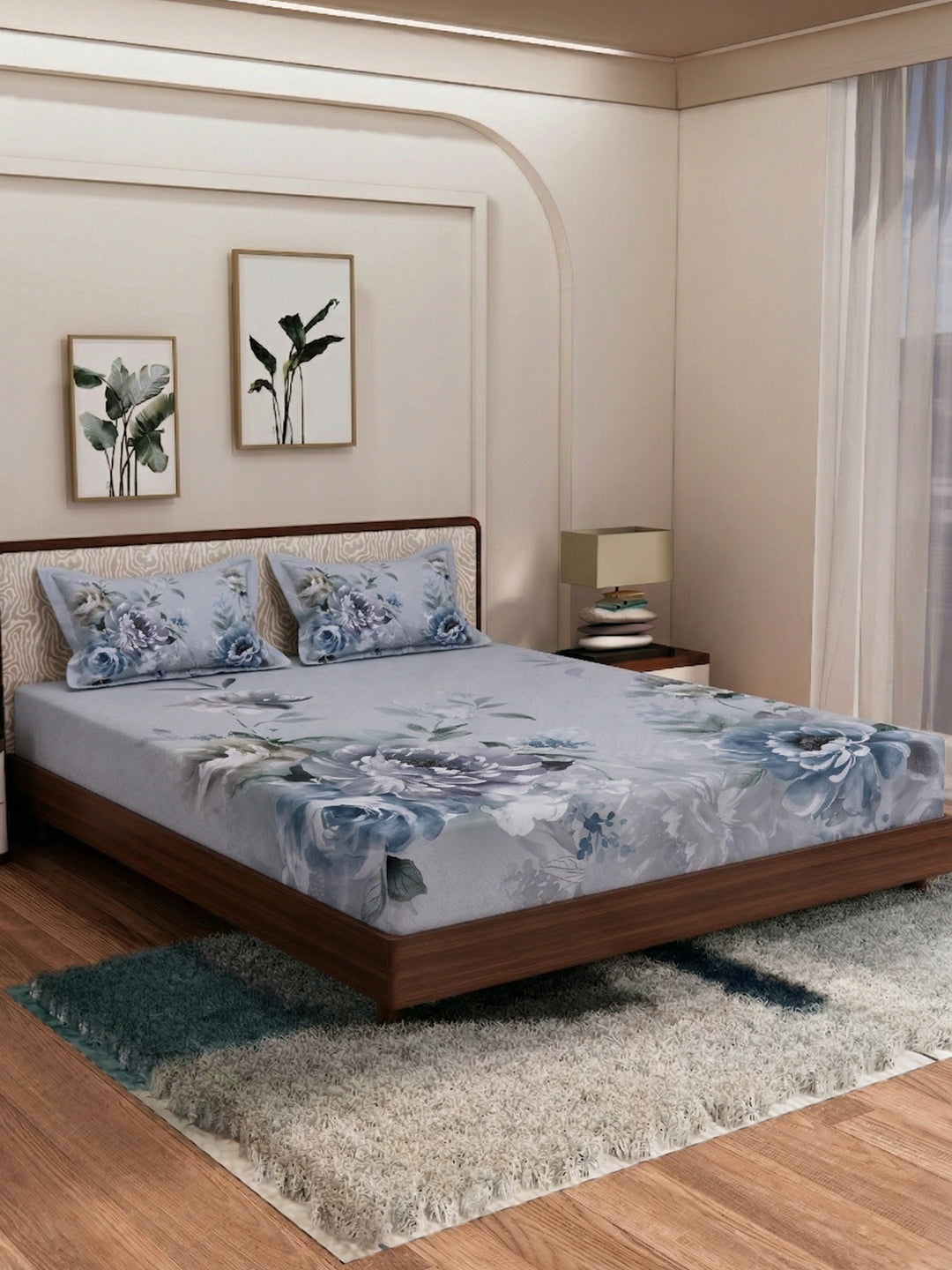 120 GSM Polyester King Size Bedsheet with 2 Pillow Covers Soft Touch Collection