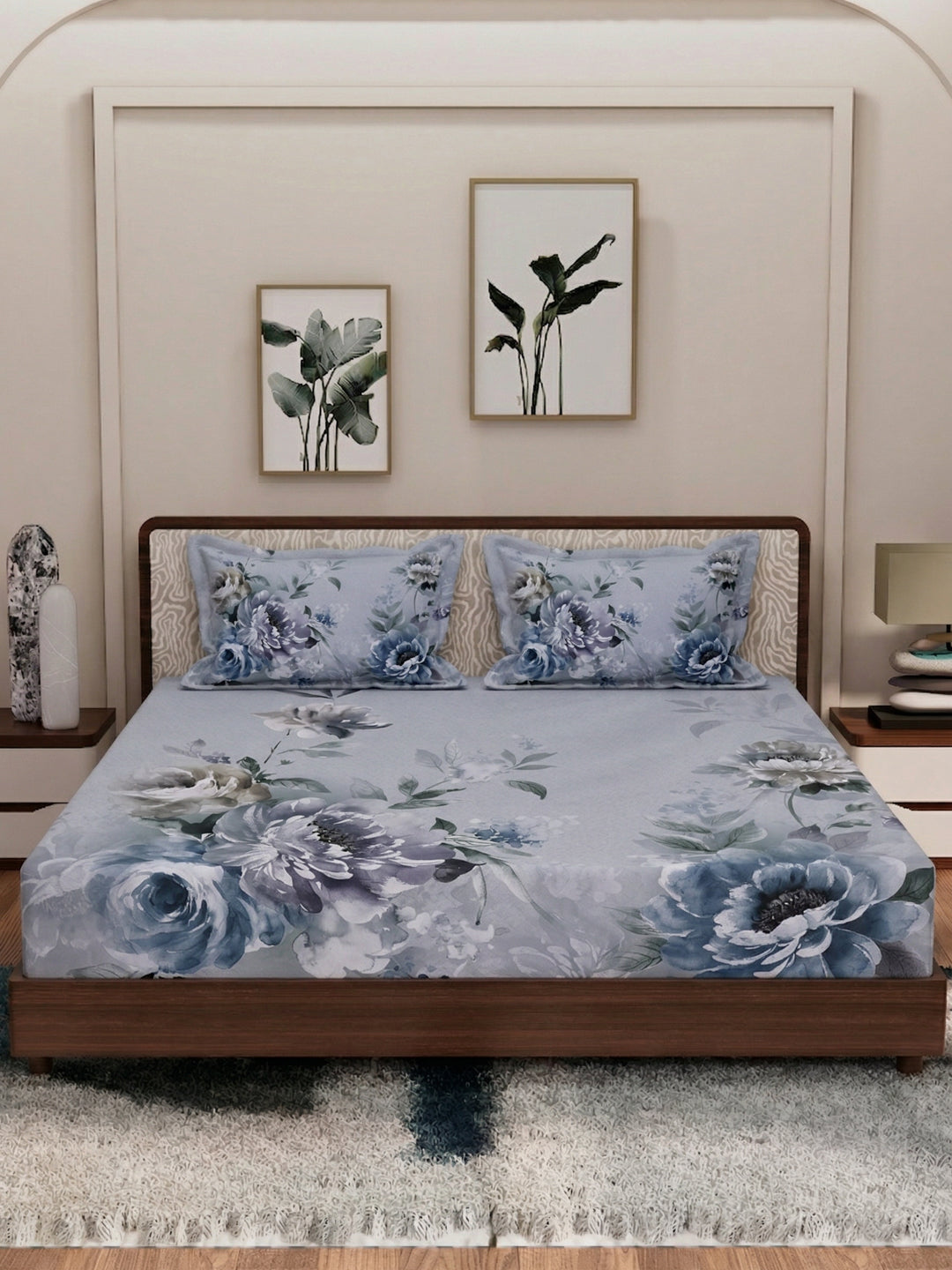 120 GSM Polyester King Size Bedsheet with 2 Pillow Covers Soft Touch Collection
