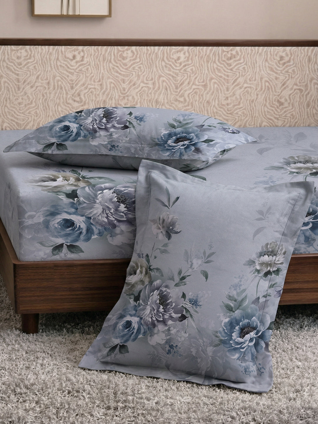 120 GSM Polyester King Size Bedsheet with 2 Pillow Covers Soft Touch Collection
