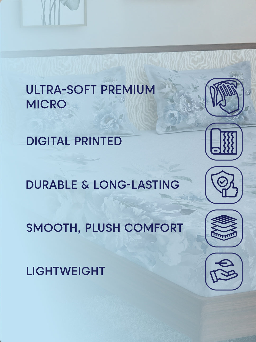 120 GSM Polyester King Size Bedsheet with 2 Pillow Covers Soft Touch Collection