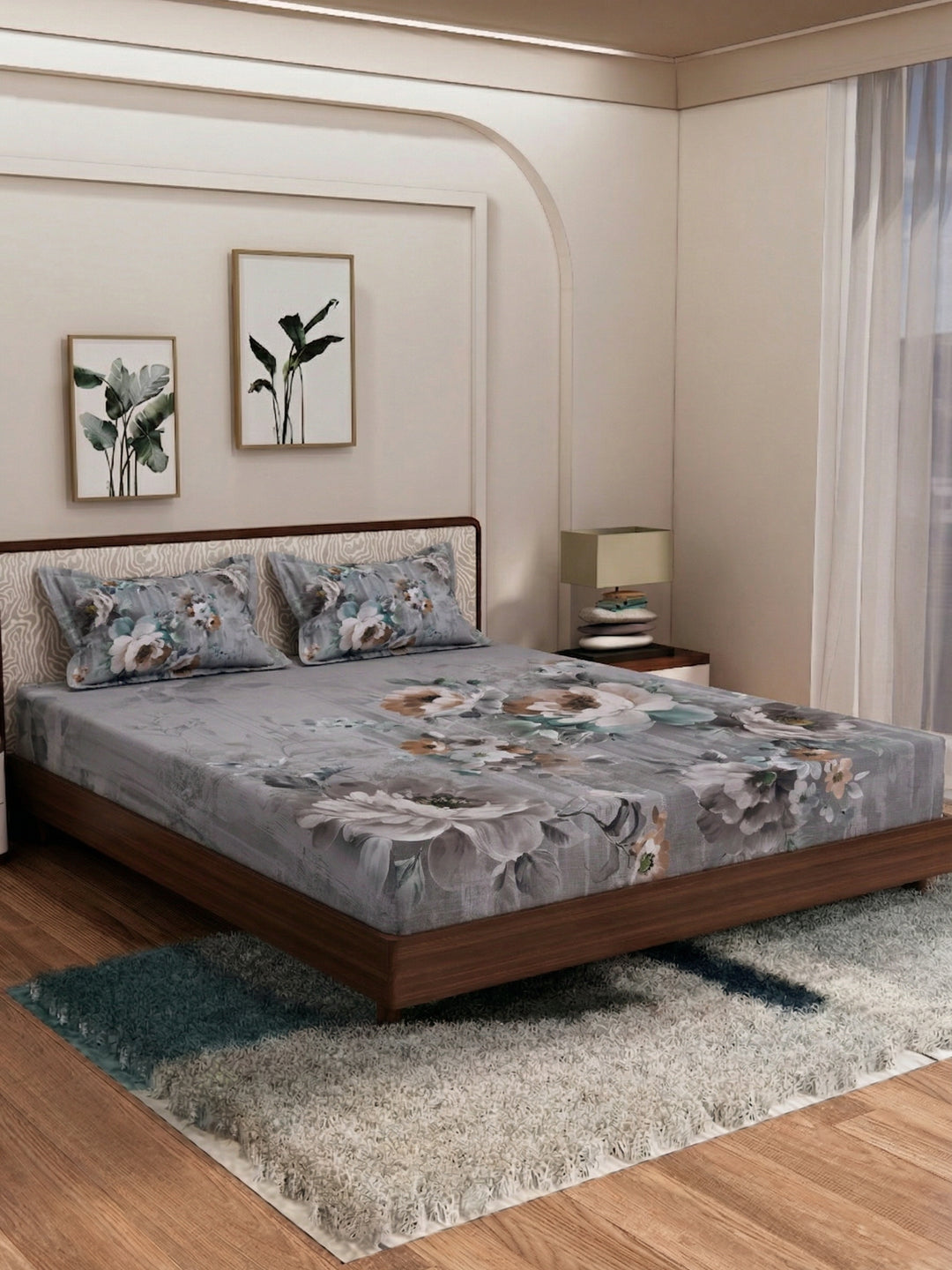 120 GSM Polyester King Size Bedsheet with 2 Pillow Covers Soft Touch Collection