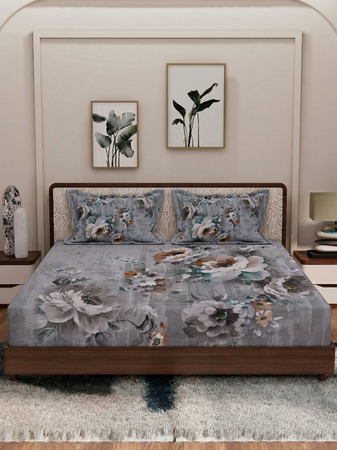 120 GSM Polyester King Size Bedsheet with 2 Pillow Covers Soft Touch Collection