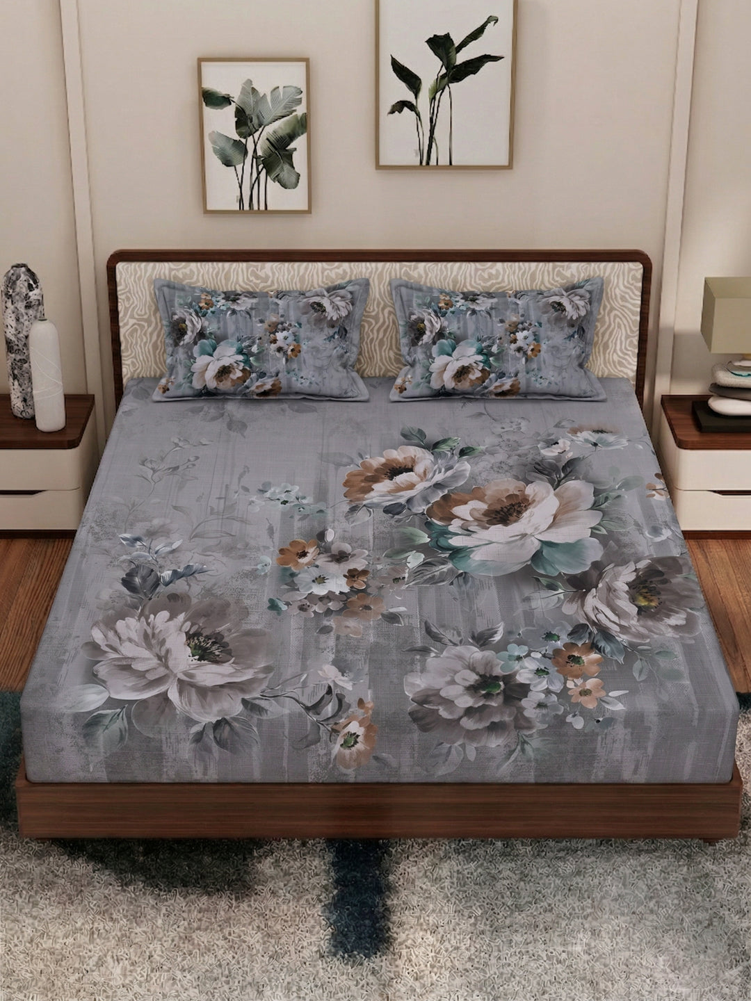 120 GSM Polyester King Size Bedsheet with 2 Pillow Covers Soft Touch Collection