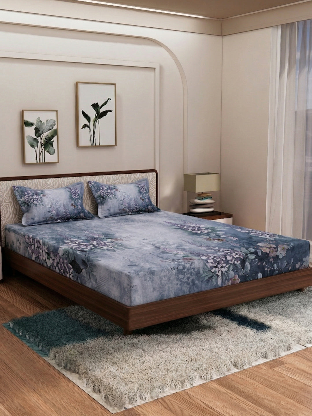 120 GSM Polyester King Size Bedsheet with 2 Pillow Covers Soft Touch Collection