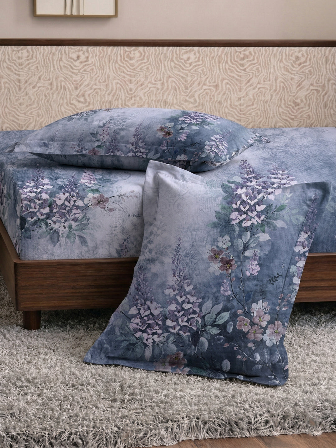 120 GSM Polyester King Size Bedsheet with 2 Pillow Covers Soft Touch Collection