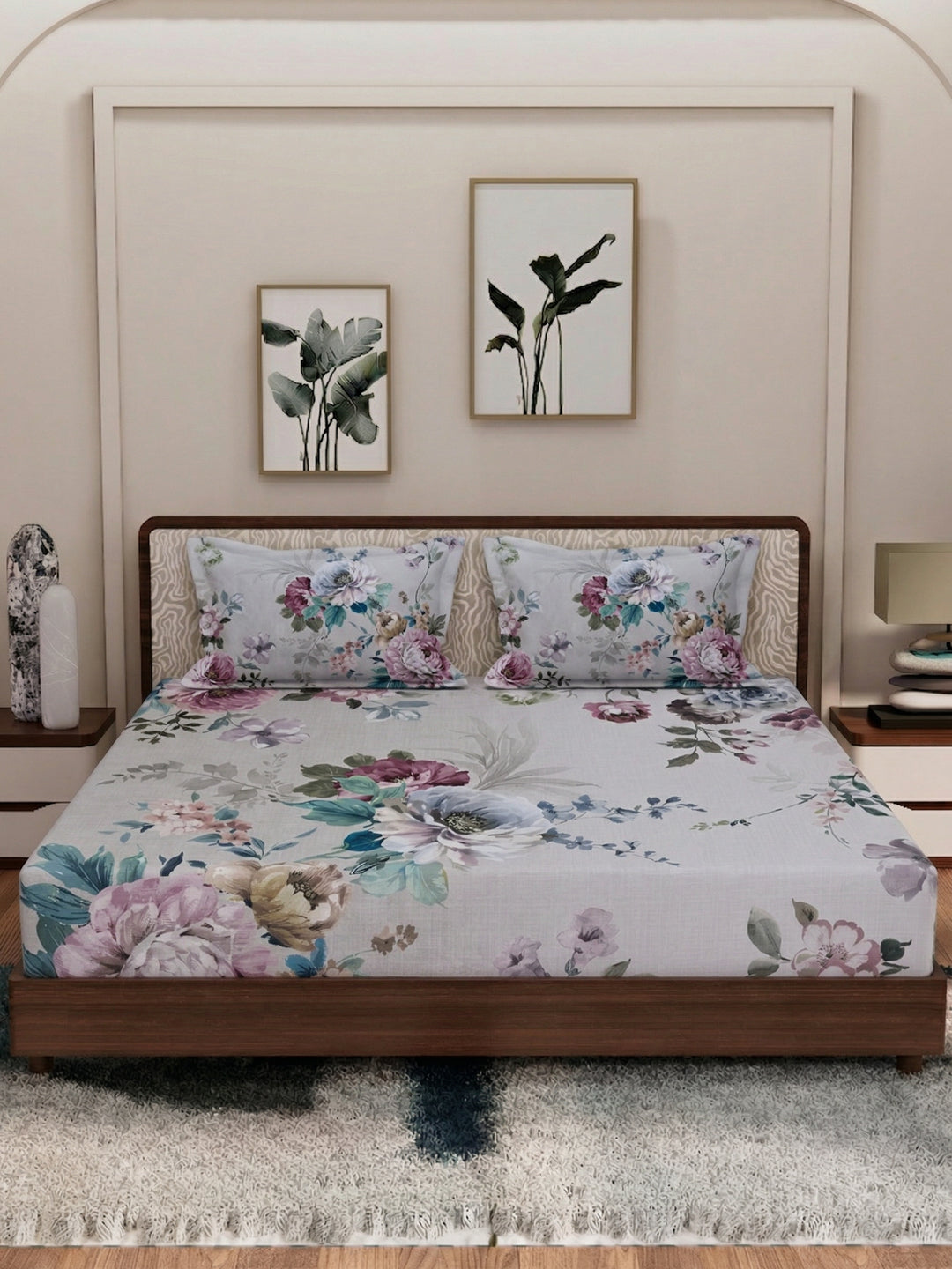 120 GSM Polyester King Size Bedsheet with 2 Pillow Covers Soft Touch Collection