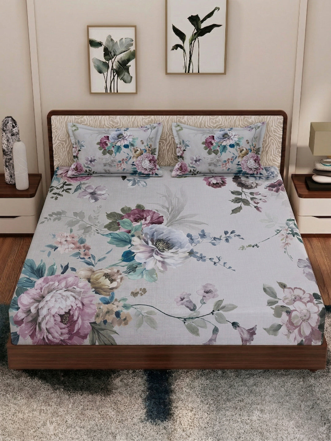 120 GSM Polyester King Size Bedsheet with 2 Pillow Covers Soft Touch Collection