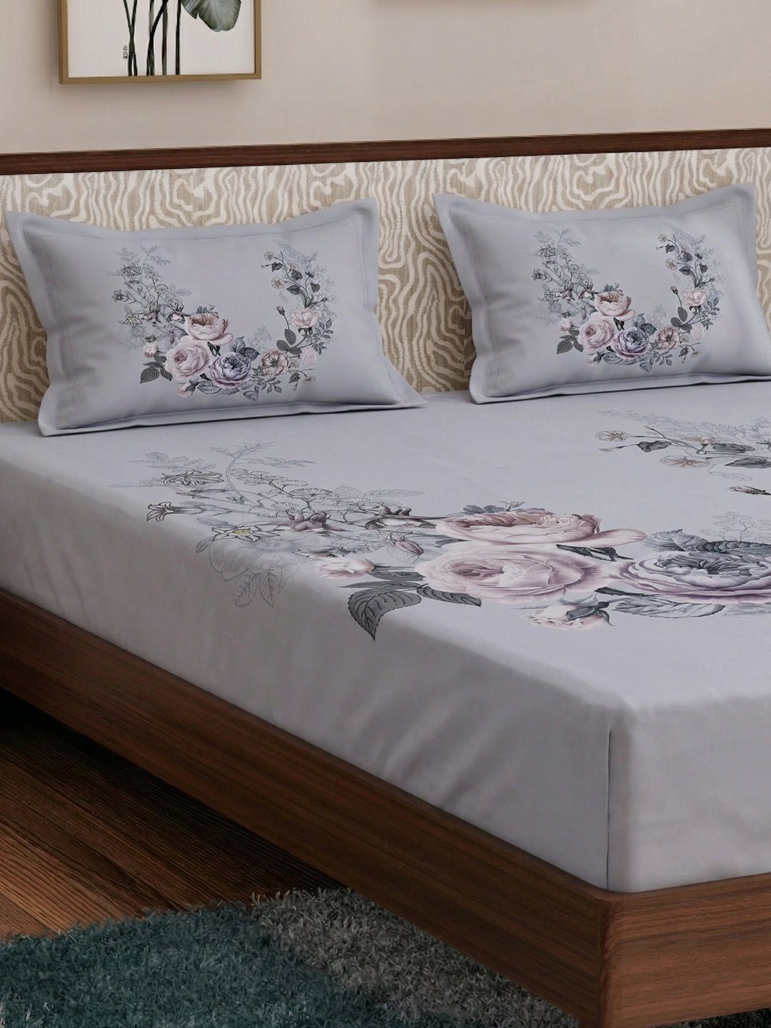 120 GSM Polyester King Size Bedsheet with 2 Pillow Covers Soft Touch Collection