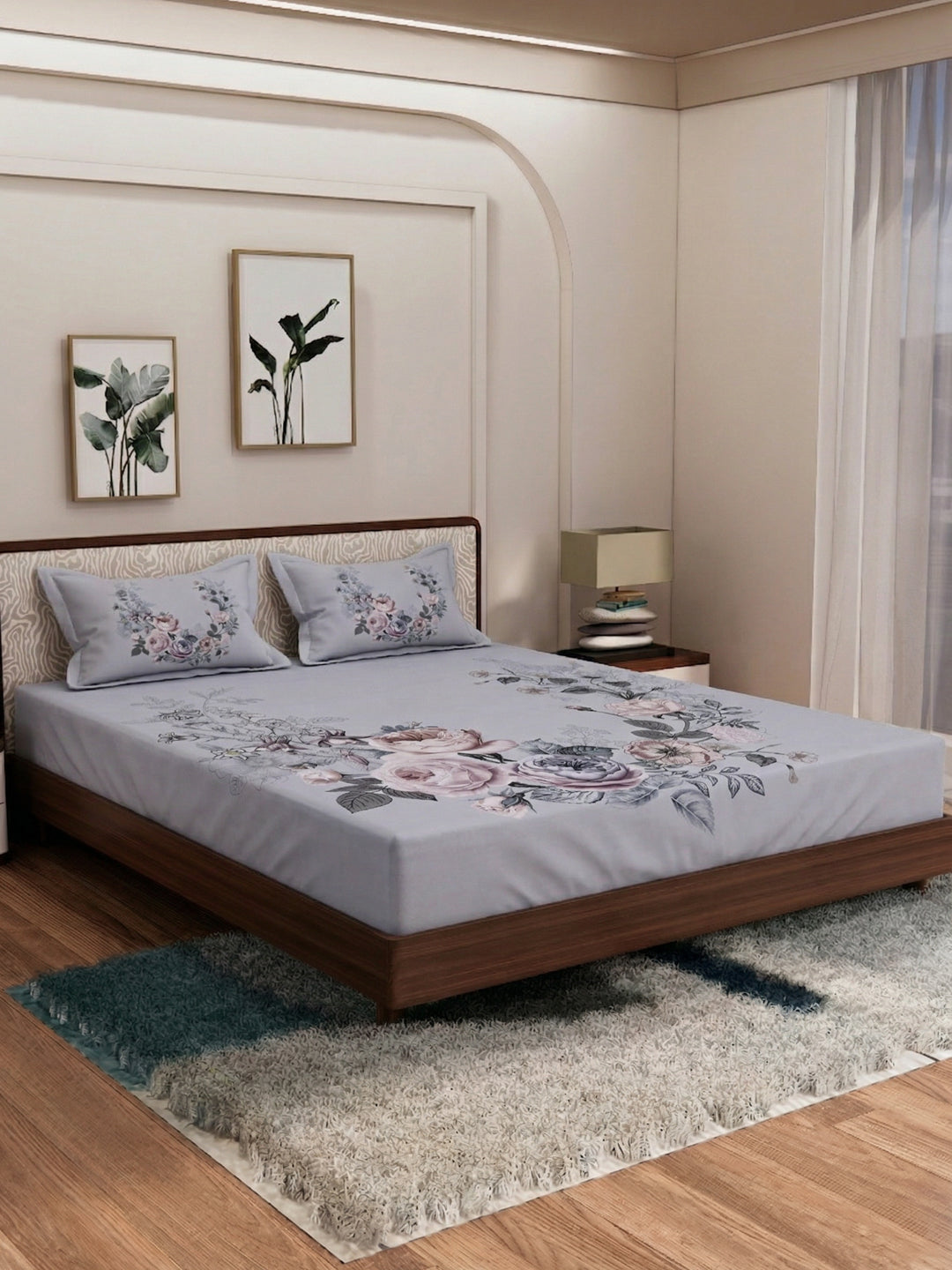 120 GSM Polyester King Size Bedsheet with 2 Pillow Covers Soft Touch Collection
