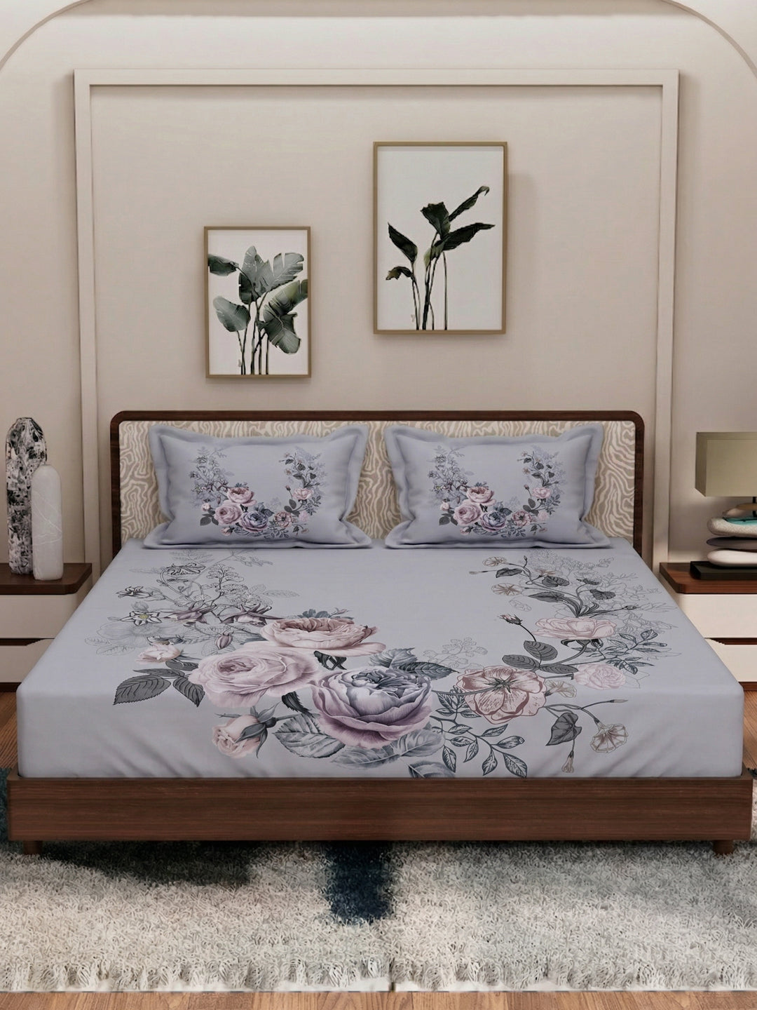 120 GSM Polyester King Size Bedsheet with 2 Pillow Covers Soft Touch Collection