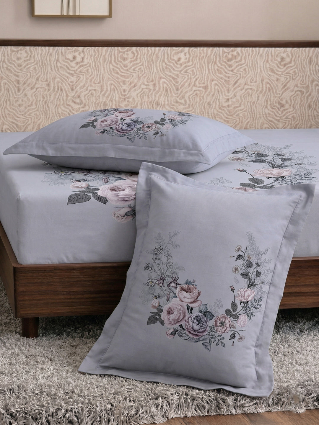 120 GSM Polyester King Size Bedsheet with 2 Pillow Covers Soft Touch Collection
