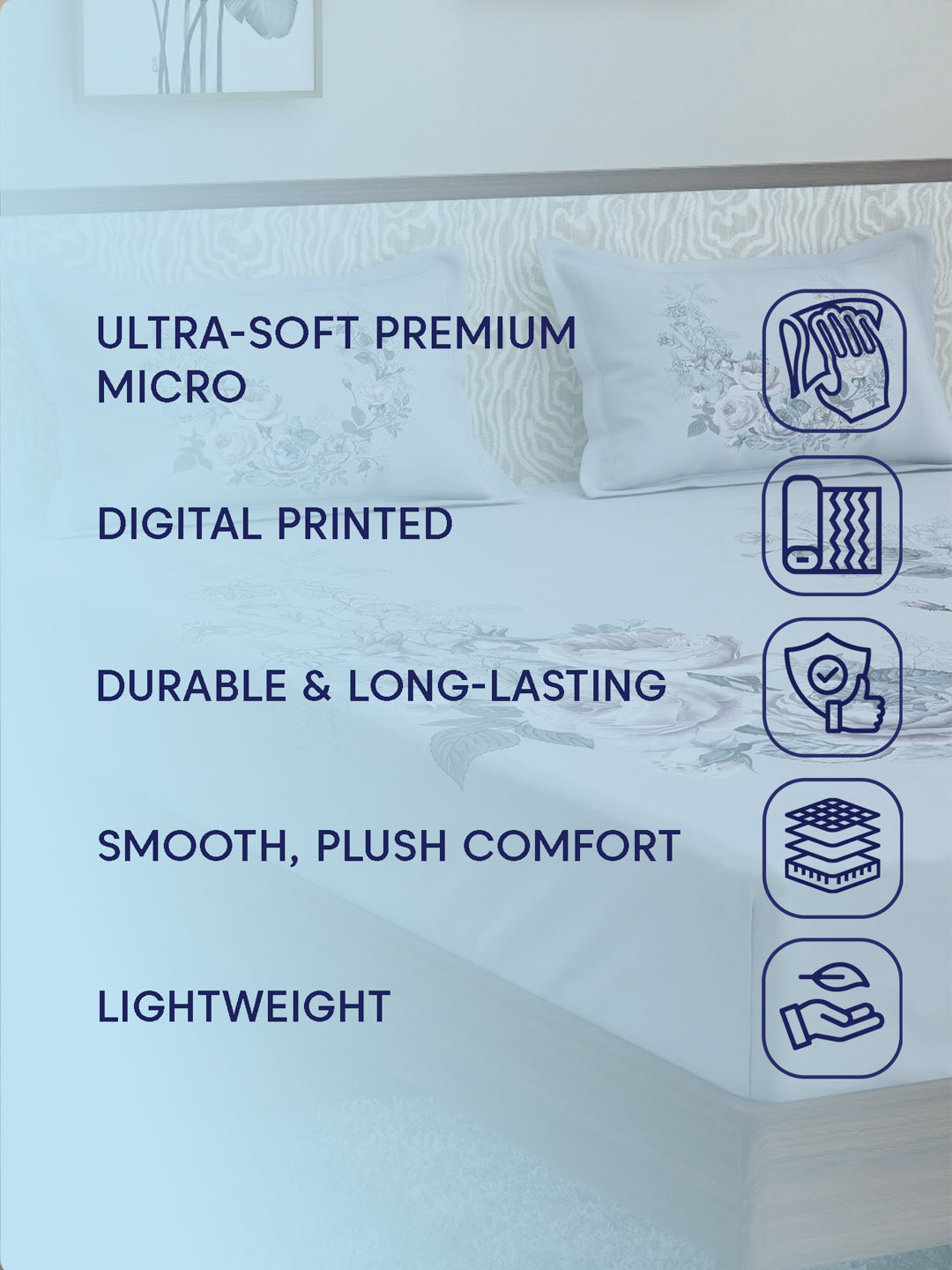 120 GSM Polyester King Size Bedsheet with 2 Pillow Covers Soft Touch Collection