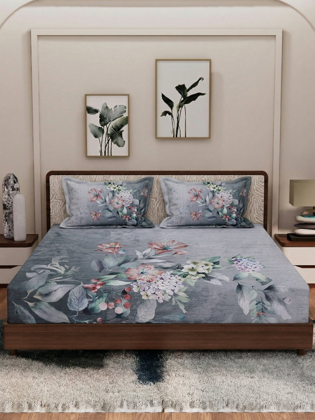 120 GSM Polyester King Size Bedsheet with 2 Pillow Covers Soft Touch Collection