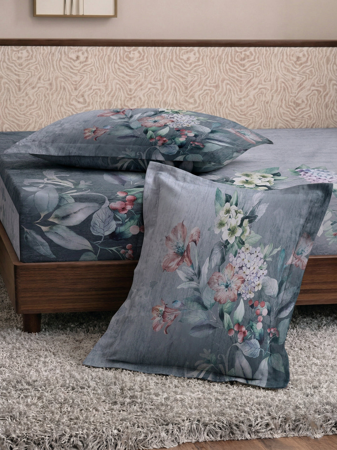 120 GSM Polyester King Size Bedsheet with 2 Pillow Covers Soft Touch Collection