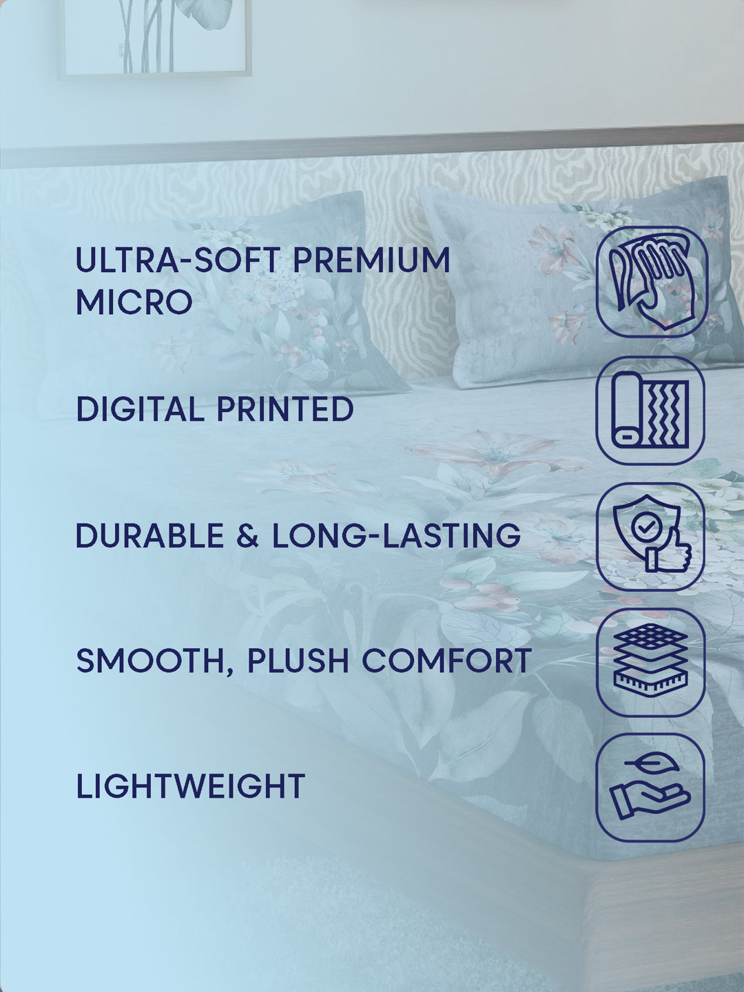 120 GSM Polyester King Size Bedsheet with 2 Pillow Covers Soft Touch Collection