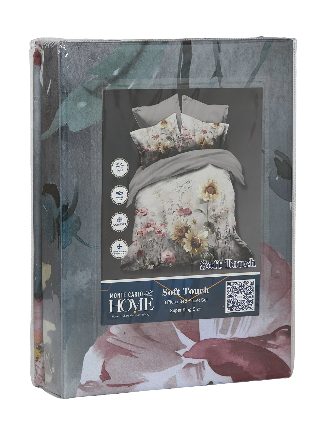 120 GSM Polyester King Size Bedsheet with 2 Pillow Covers Soft Touch Collection