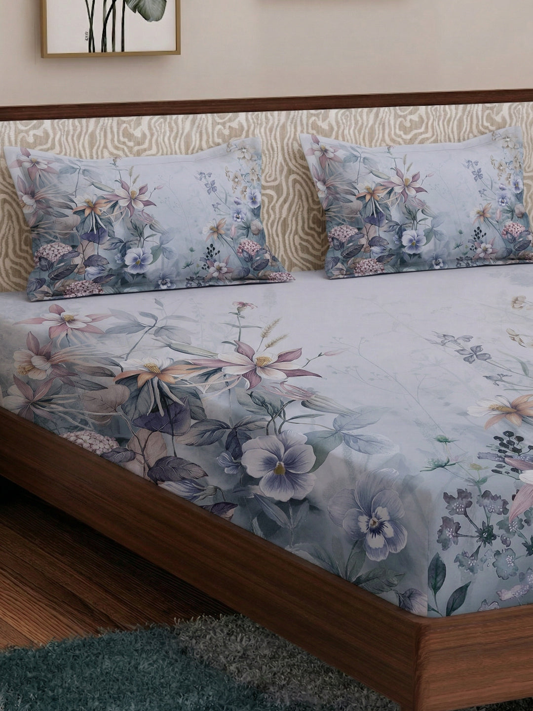 120 GSM Polyester King Size Bedsheet with 2 Pillow Covers Soft Touch Collection
