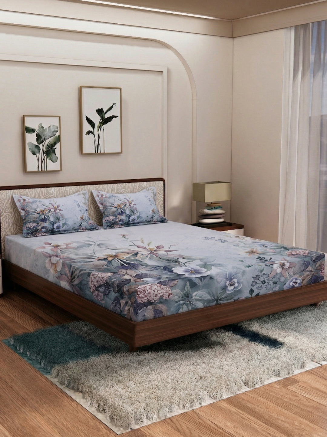120 GSM Polyester King Size Bedsheet with 2 Pillow Covers Soft Touch Collection