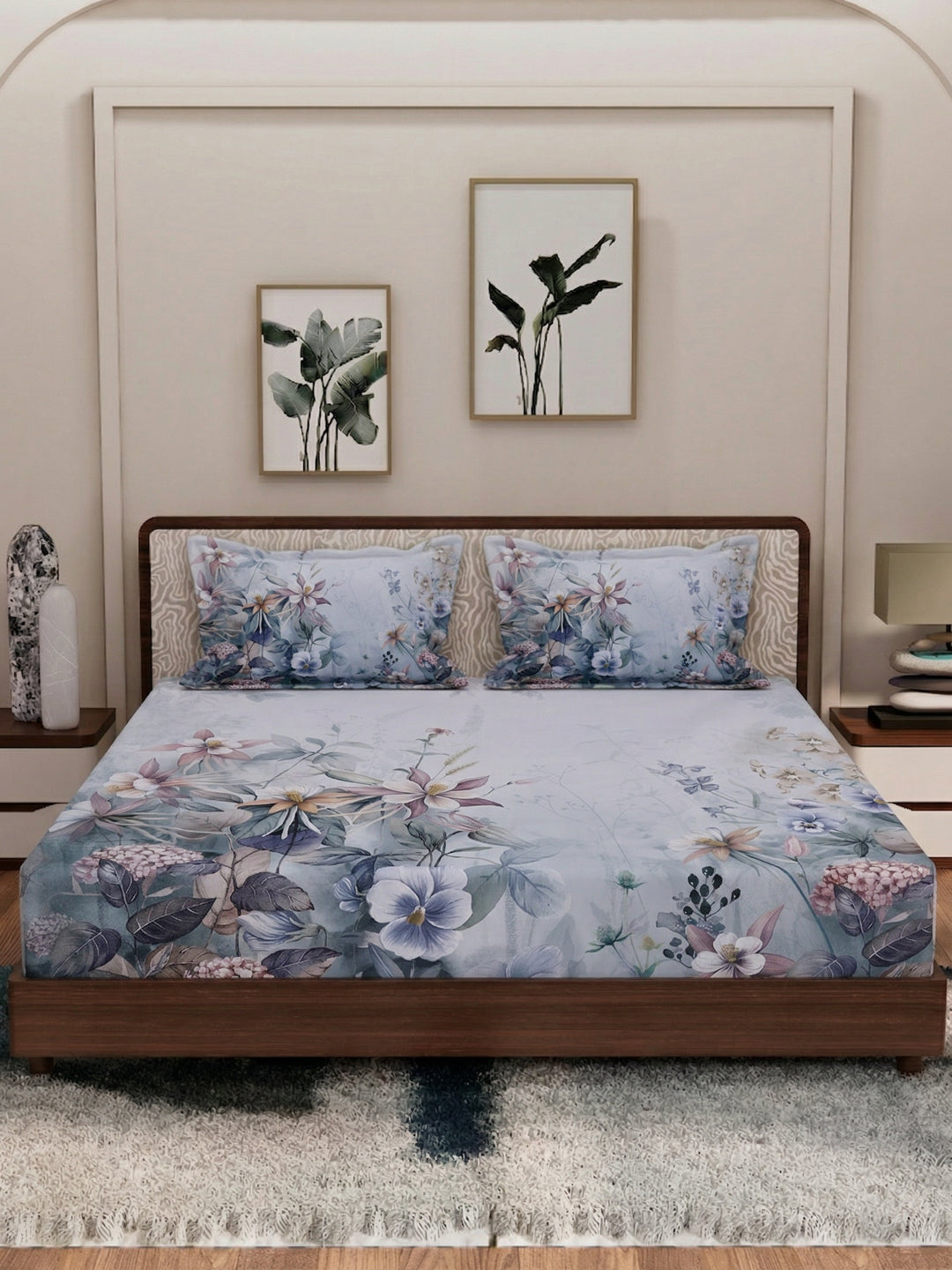 120 GSM Polyester King Size Bedsheet with 2 Pillow Covers Soft Touch Collection