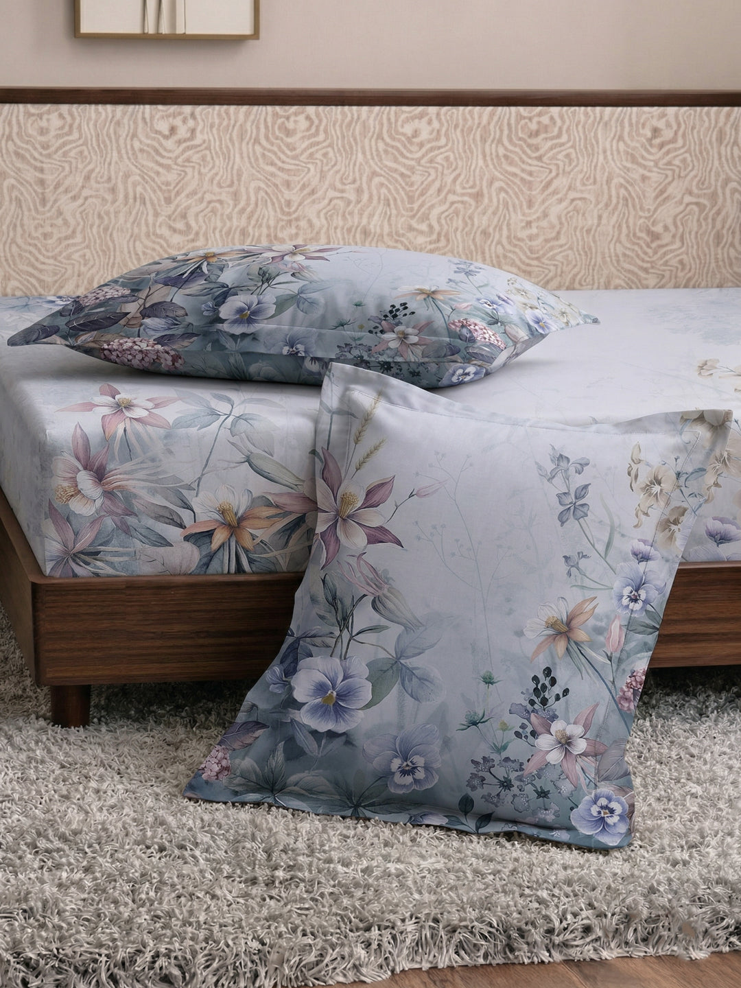 120 GSM Polyester King Size Bedsheet with 2 Pillow Covers Soft Touch Collection