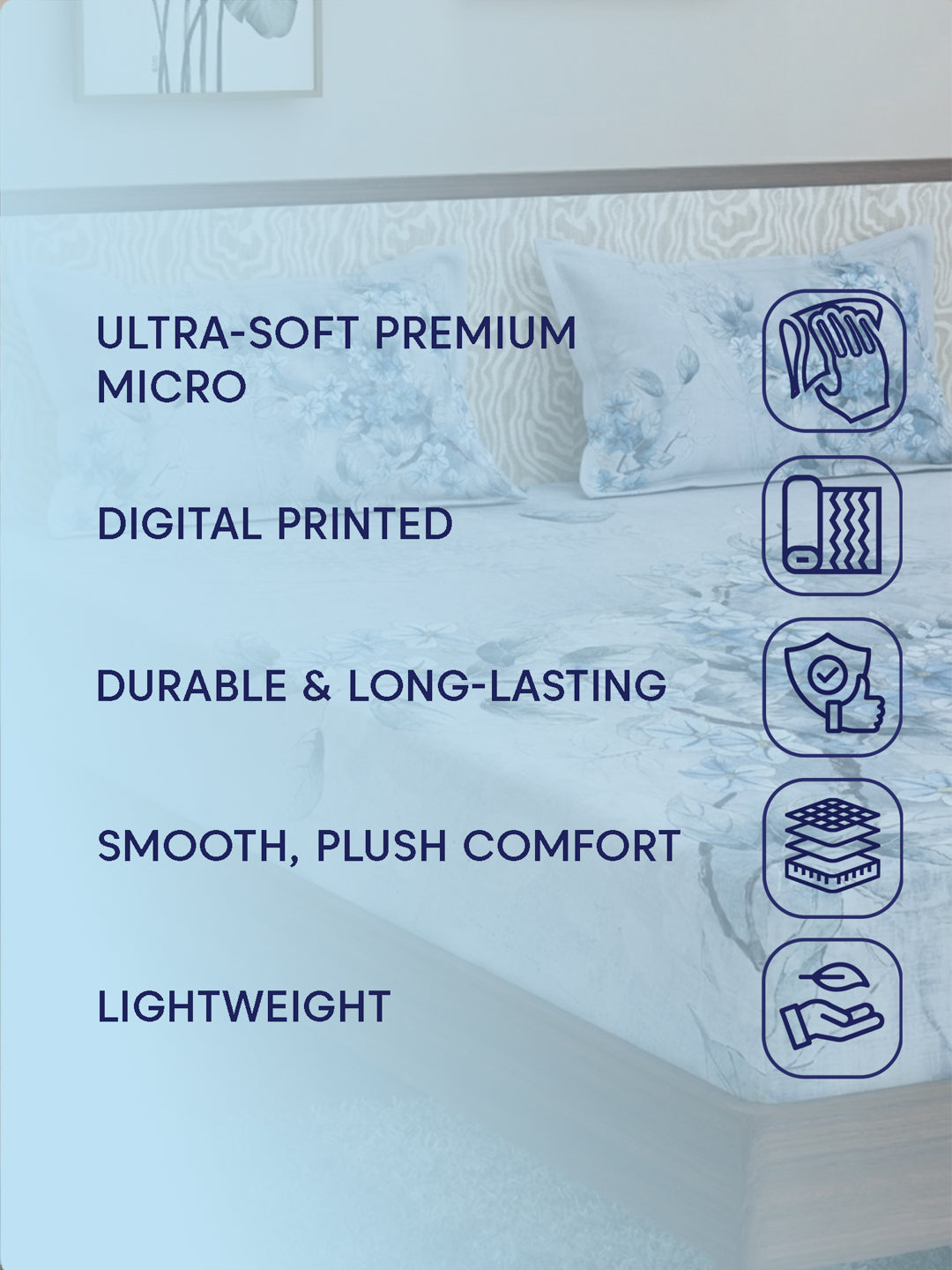 120 GSM Polyester King Size Bedsheet with 2 Pillow Covers Soft Touch Collection