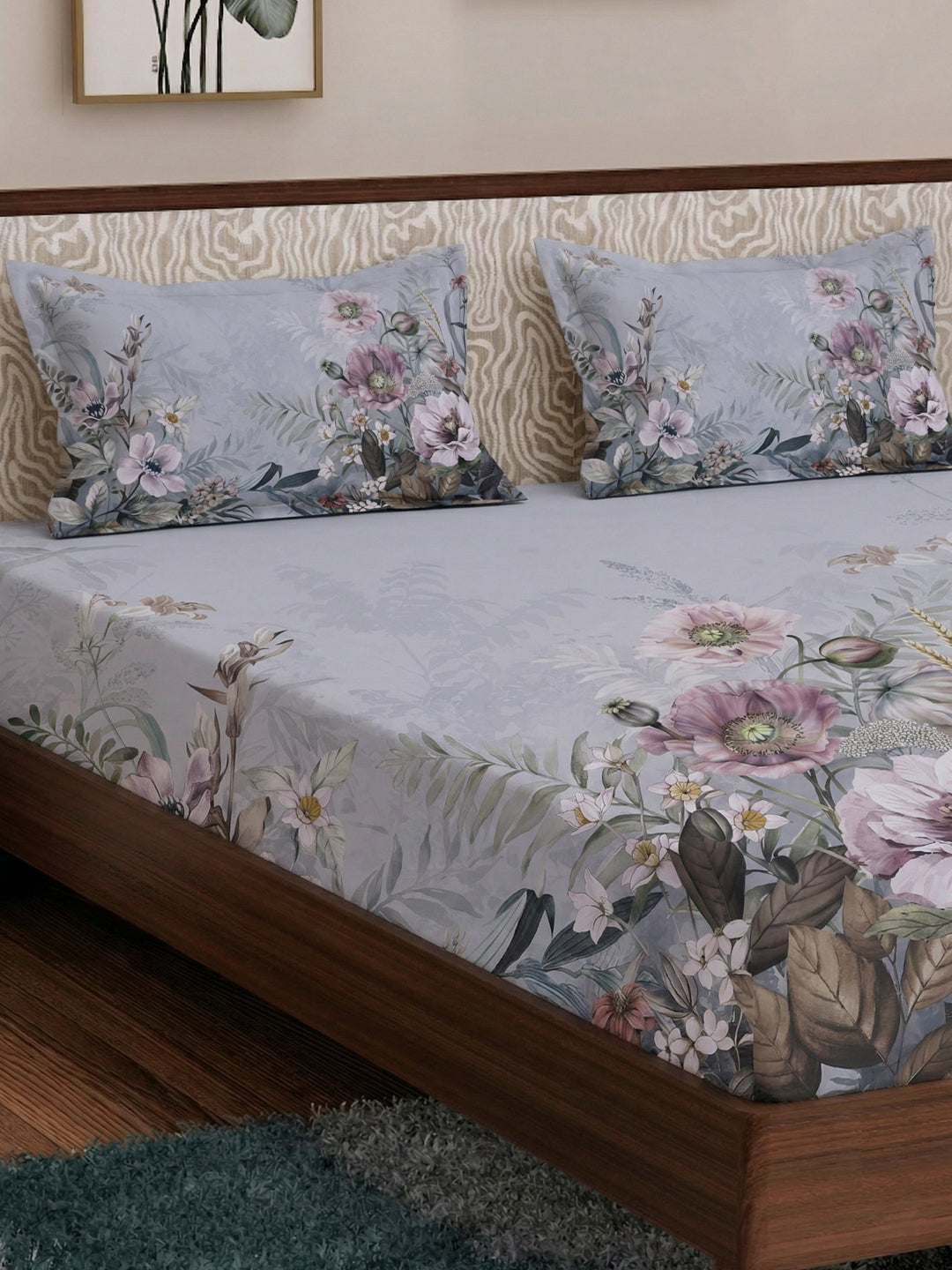 120 GSM Polyester King Size Bedsheet with 2 Pillow Covers Soft Touch Collection