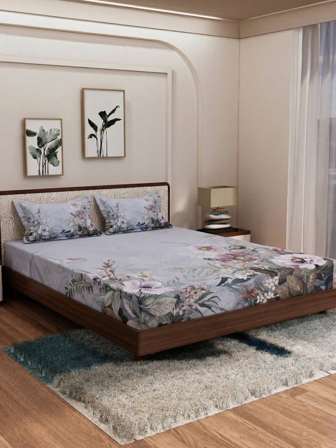 120 GSM Polyester King Size Bedsheet with 2 Pillow Covers Soft Touch Collection