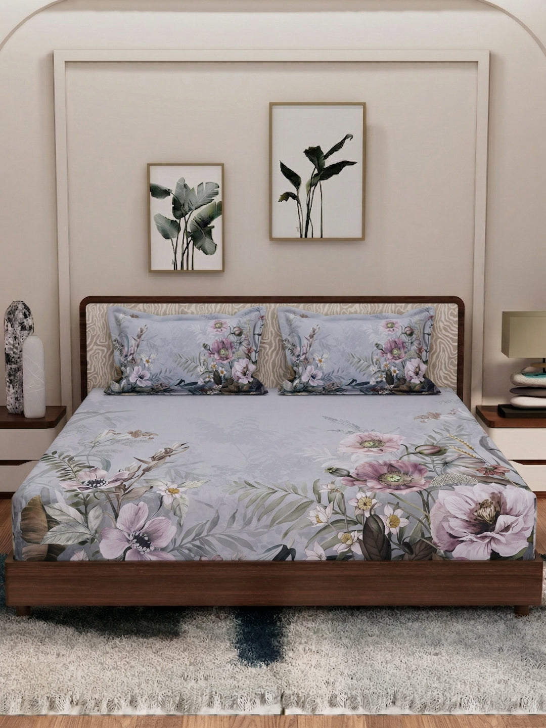 120 GSM Polyester King Size Bedsheet with 2 Pillow Covers Soft Touch Collection