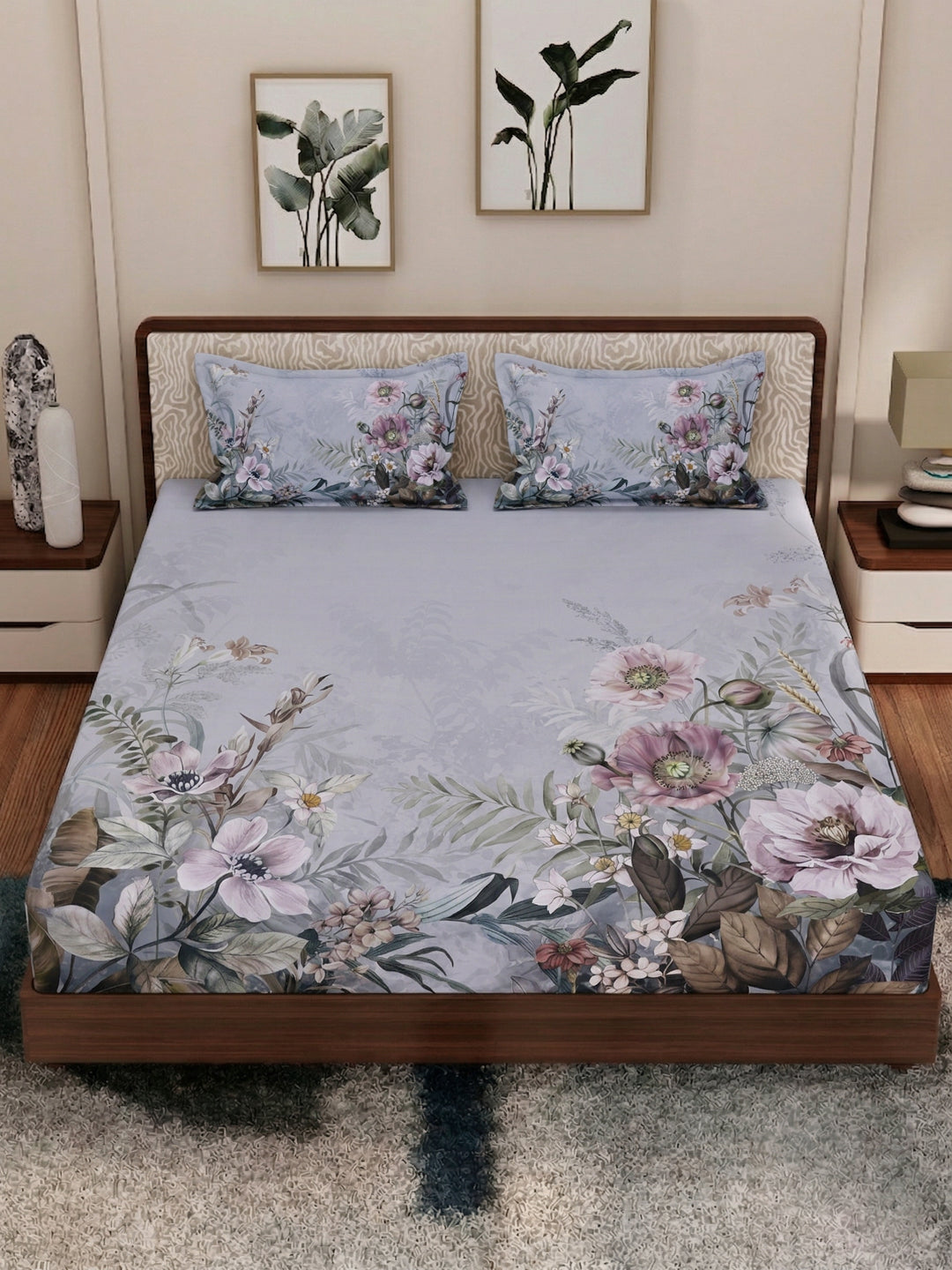 120 GSM Polyester King Size Bedsheet with 2 Pillow Covers Soft Touch Collection