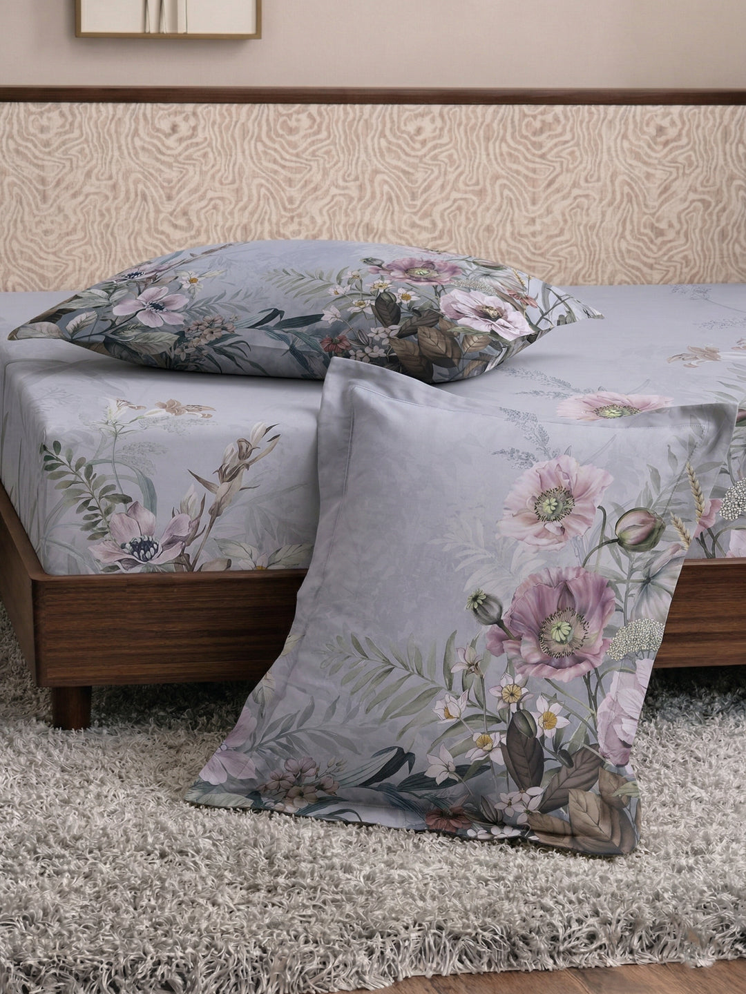 120 GSM Polyester King Size Bedsheet with 2 Pillow Covers Soft Touch Collection