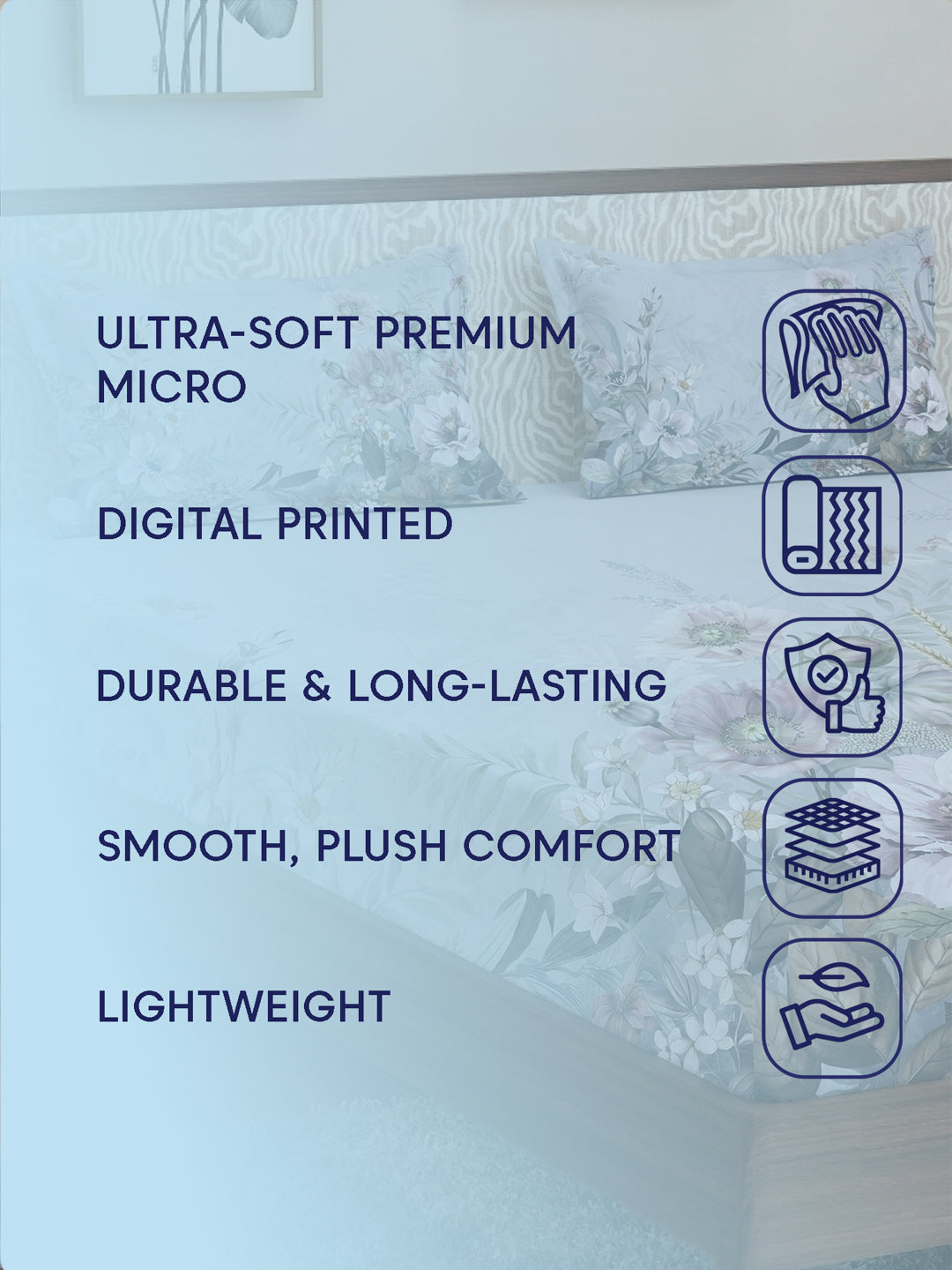 120 GSM Polyester King Size Bedsheet with 2 Pillow Covers Soft Touch Collection