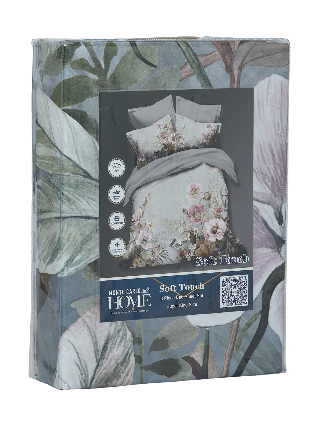 120 GSM Polyester King Size Bedsheet with 2 Pillow Covers Soft Touch Collection