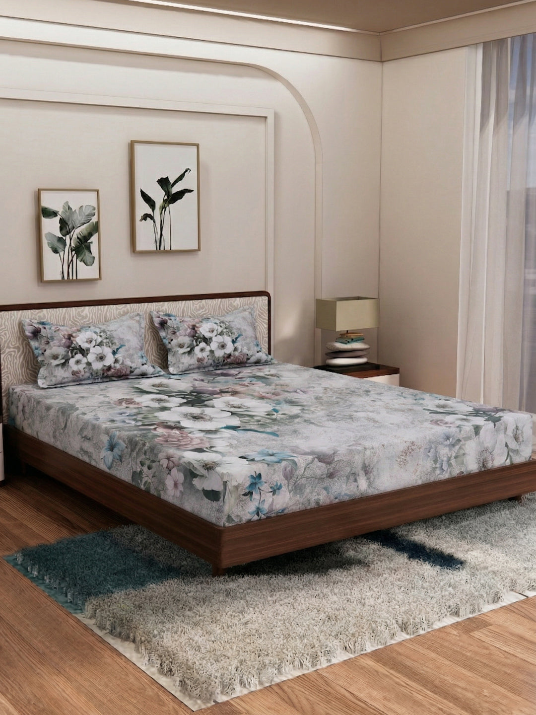 120 GSM Polyester King Size Bedsheet with 2 Pillow Covers Soft Touch Collection