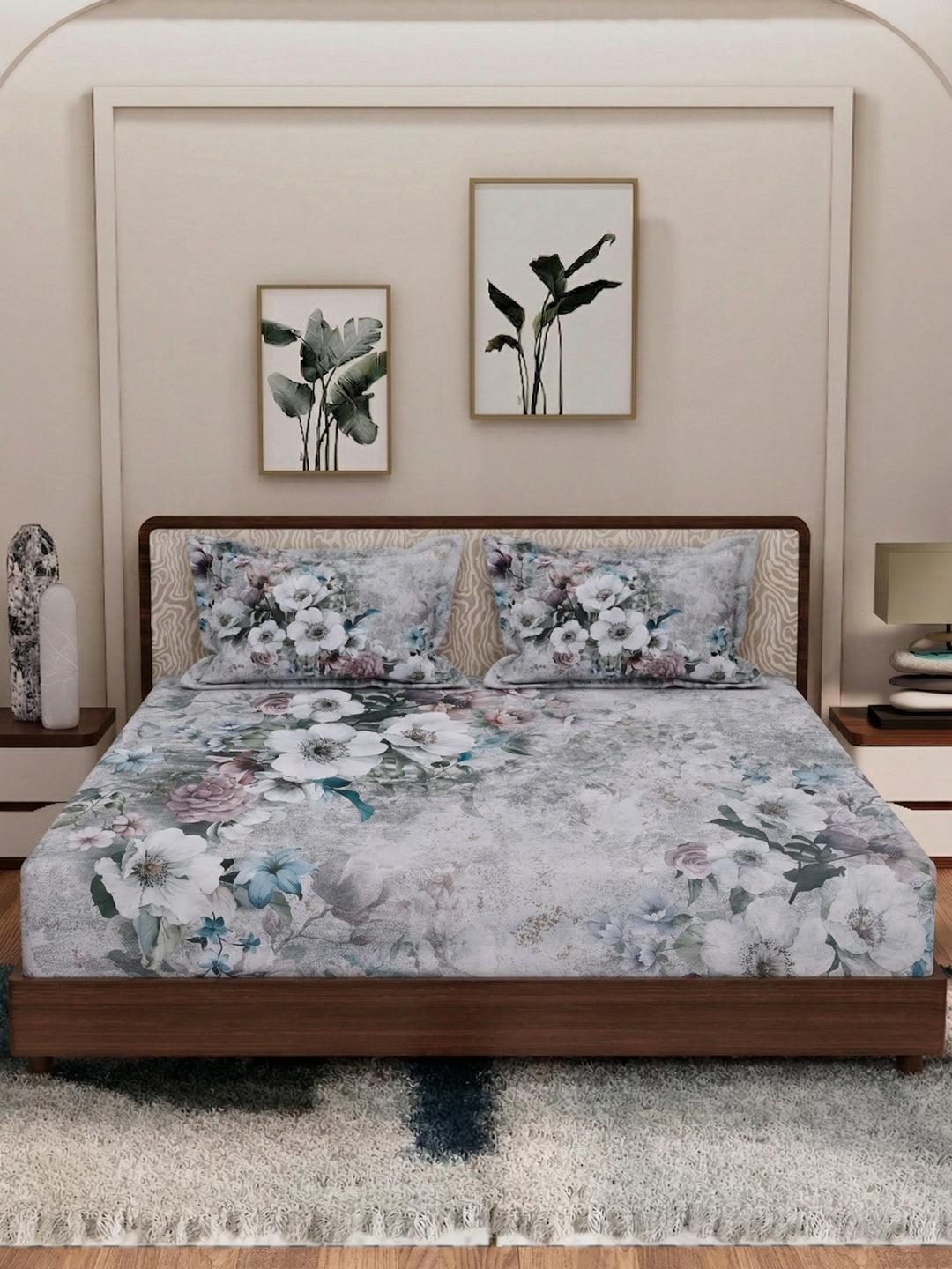 120 GSM Polyester King Size Bedsheet with 2 Pillow Covers Soft Touch Collection