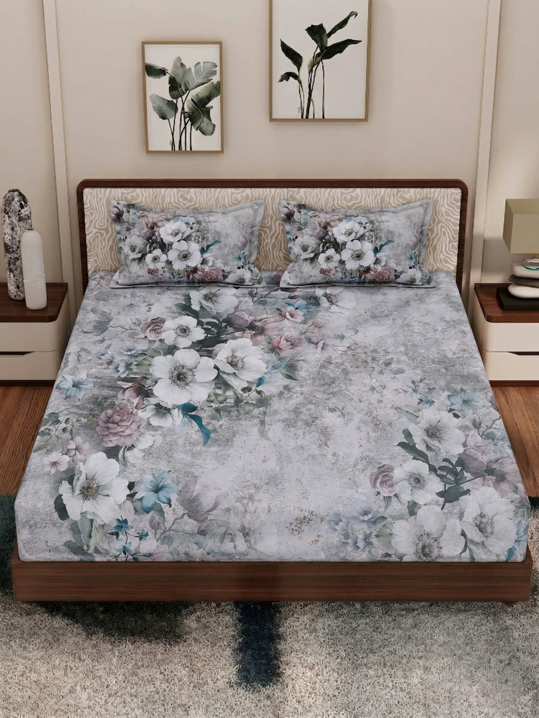 120 GSM Polyester King Size Bedsheet with 2 Pillow Covers Soft Touch Collection