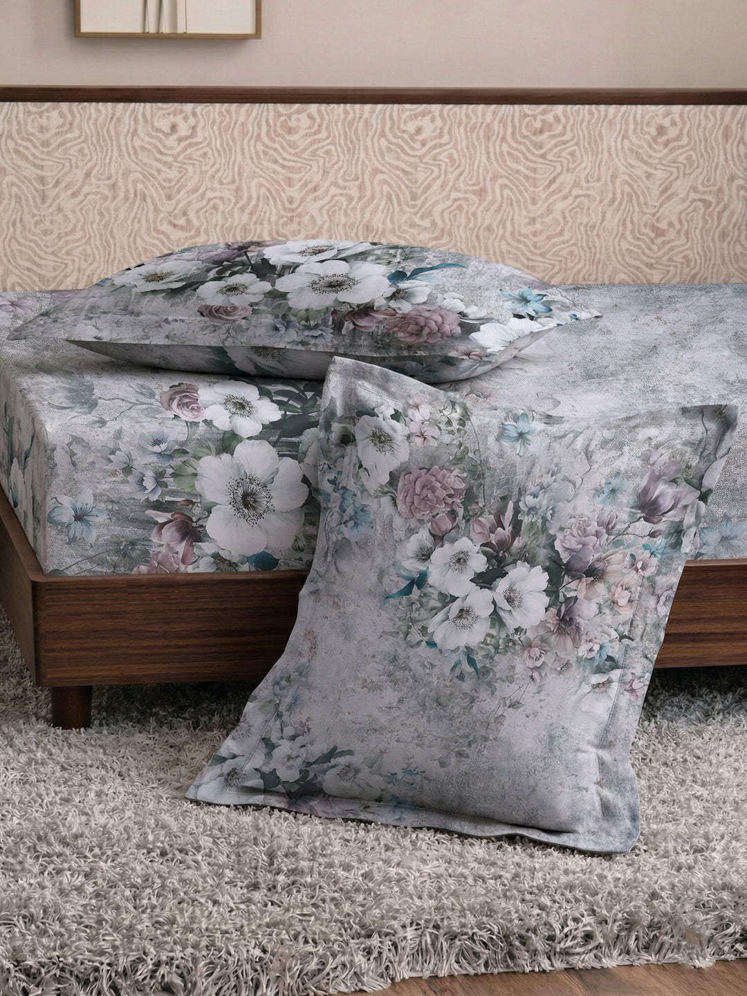 120 GSM Polyester King Size Bedsheet with 2 Pillow Covers Soft Touch Collection
