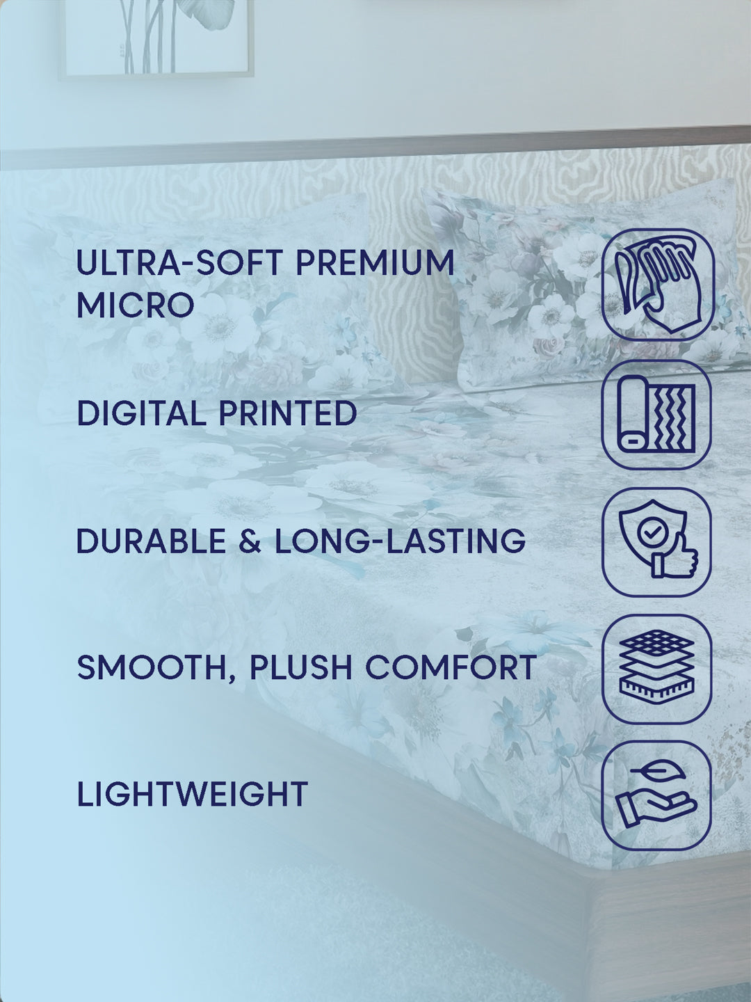 120 GSM Polyester King Size Bedsheet with 2 Pillow Covers Soft Touch Collection