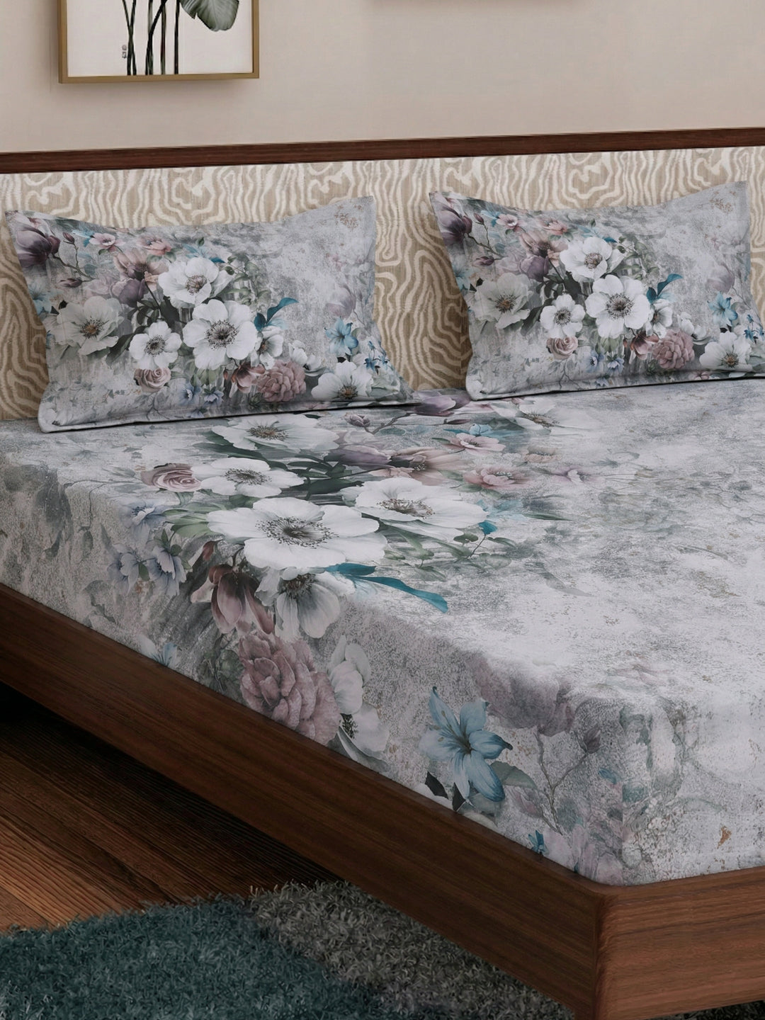 120 GSM Polyester King Size Bedsheet with 2 Pillow Covers Soft Touch Collection